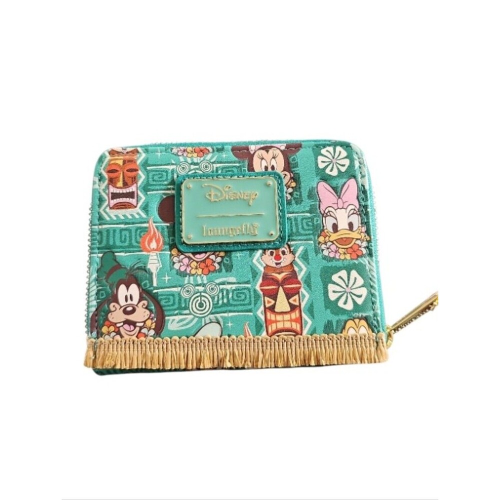 Loungefly Disney Mickey & Friends Tiki Zip Around Wallet Teal Tropical NWOT